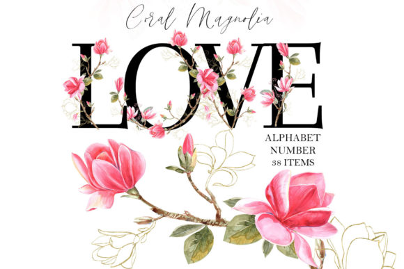 Coral Magnolia Floral Alphabet: A Watercolor Digital Asset Evaluation