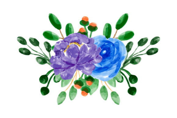 Floral Arrangement with Watercolor18: A Design Asset