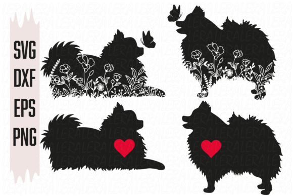 Pomeranian Dog Floral Clipart Collections for Crafting