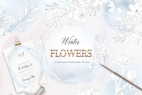 Premium Blue Floral Crystal Clipart Frames