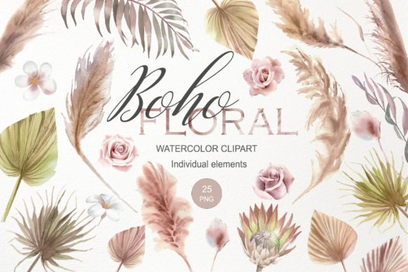 The Artful Utility of Boho Watercolor Flowers in Digital Design