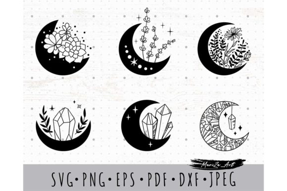 Unlock Your Creative Universe with the Mystical Floral Crystal Moon Bundle